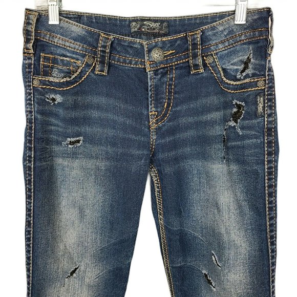 Silver Women's Bootcut Jeans Size 28x33 Distressed - Picture 3 of 12